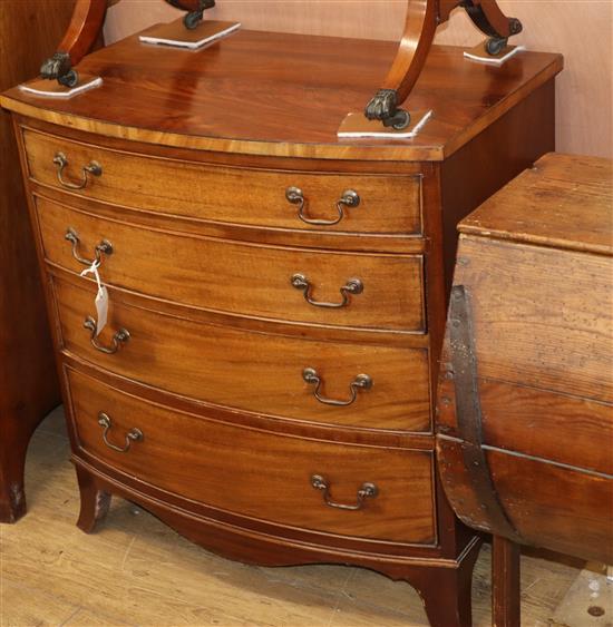 A Regency style ebony strung mahogany four drawer bow fronted chest W.73cm